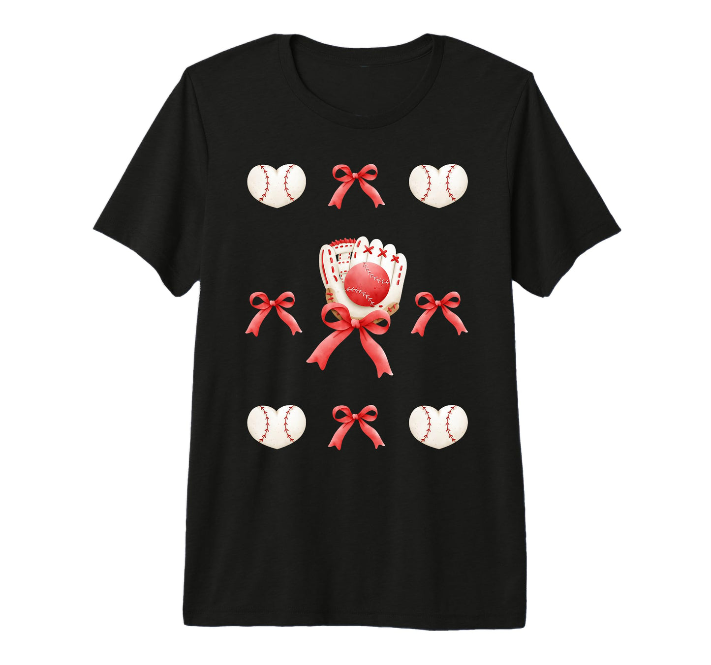 Coquette Baseball Softball Glove Bow T-Shirt - Fun Novelty Design Unisex - T-Shirt, Sweatshirt, Hoodie