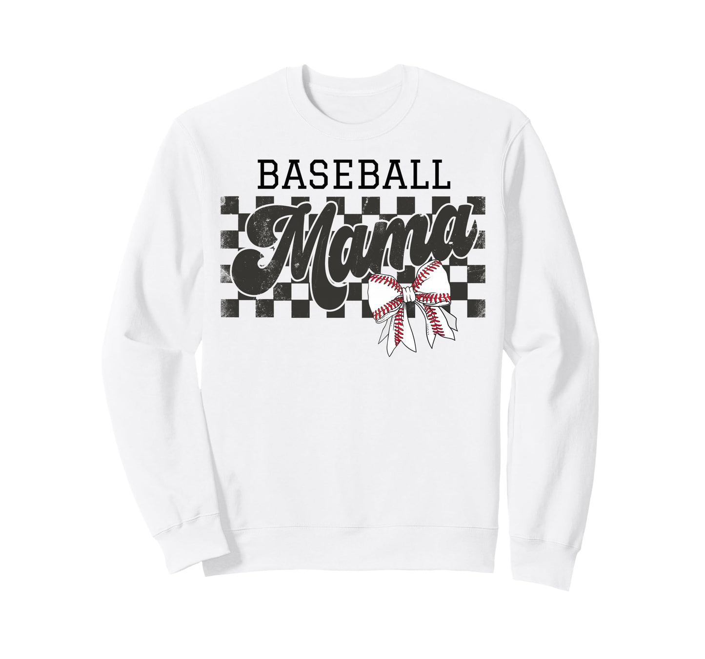 Baseball Mama Checkered Baseball Mom Sweatshirt - Graphic Print Unisex - T-Shirt, Sweatshirt, Hoodie
