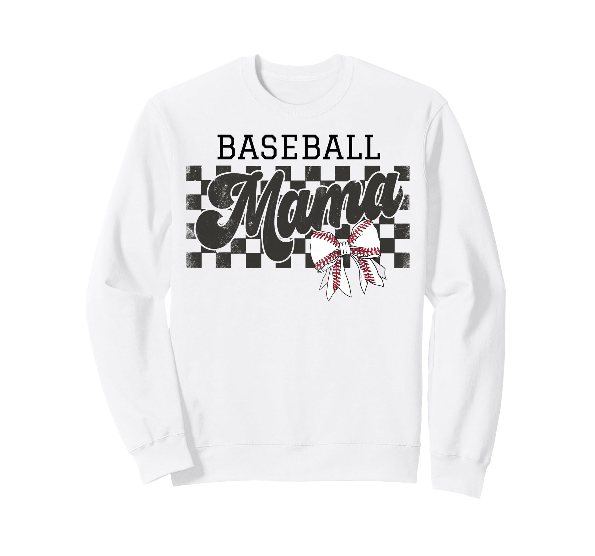 Baseball Mama Checkered Baseball Mom Sweatshirt - Graphic Print Unisex - T-Shirt, Sweatshirt, Hoodie
