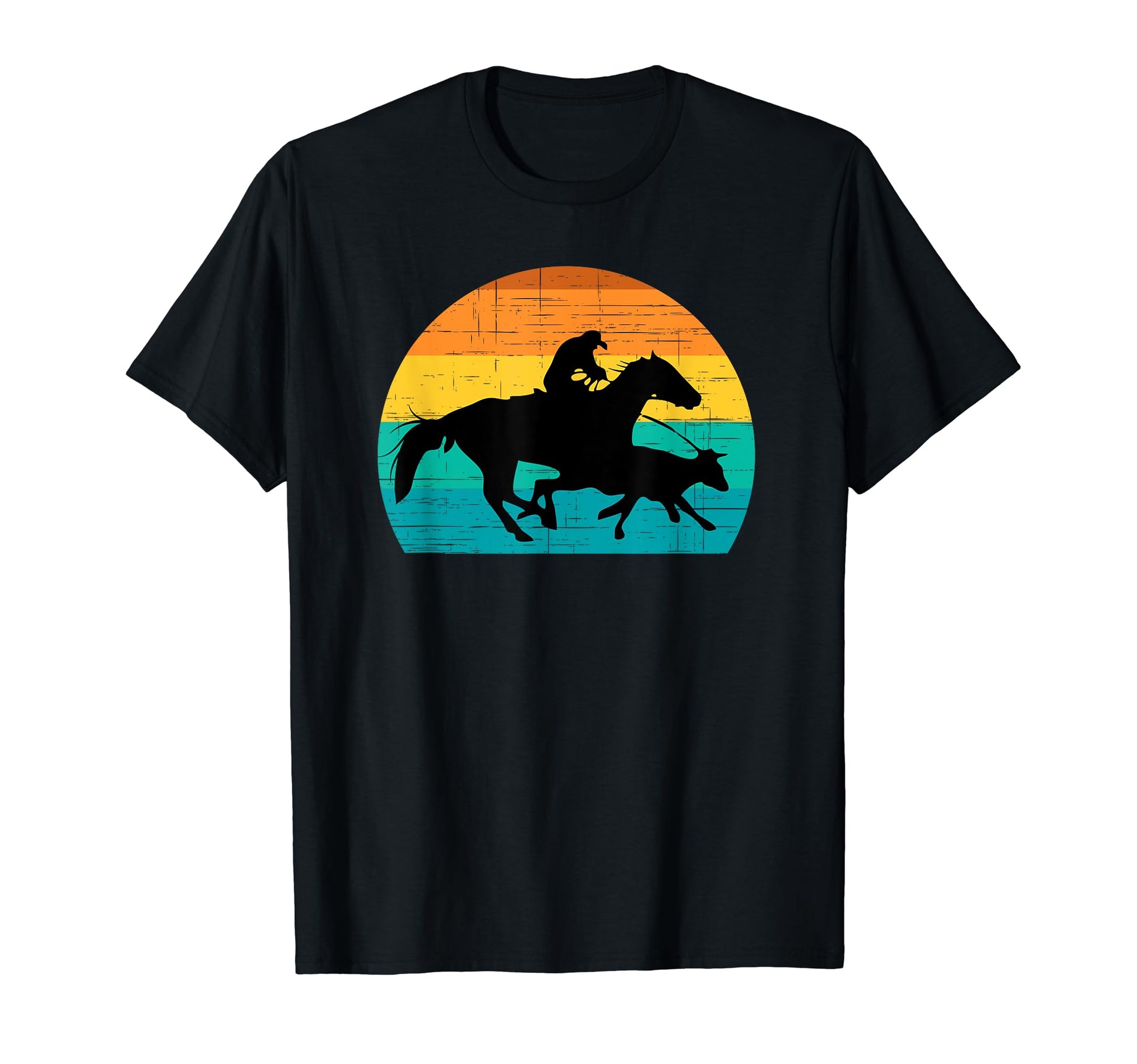 Western Cowhorse Calf Roping Sun T-Shirt - Aesthetic Graphic Unisex - T-Shirt, Sweatshirt, Hoodie