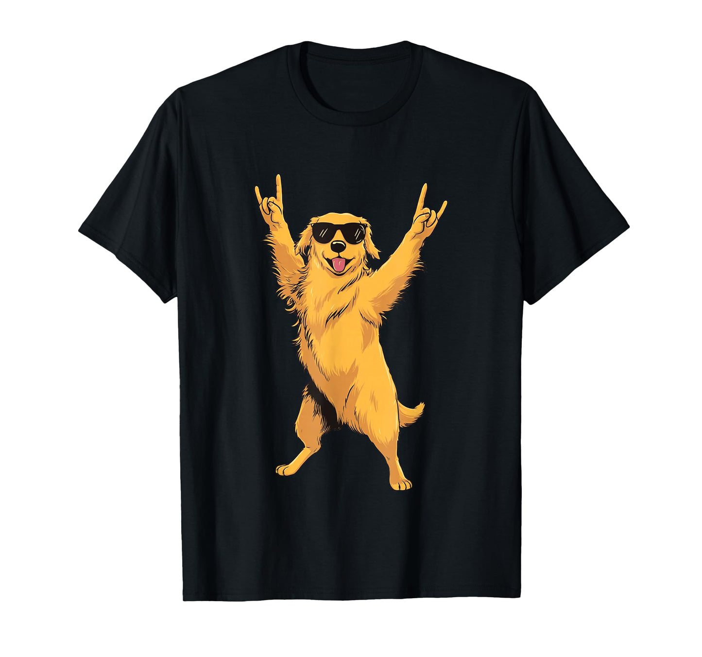 Golden Retriever Double Rock Signs T-Shirt - Minimalist Print Men Women - T-Shirt, Sweatshirt, Hoodie