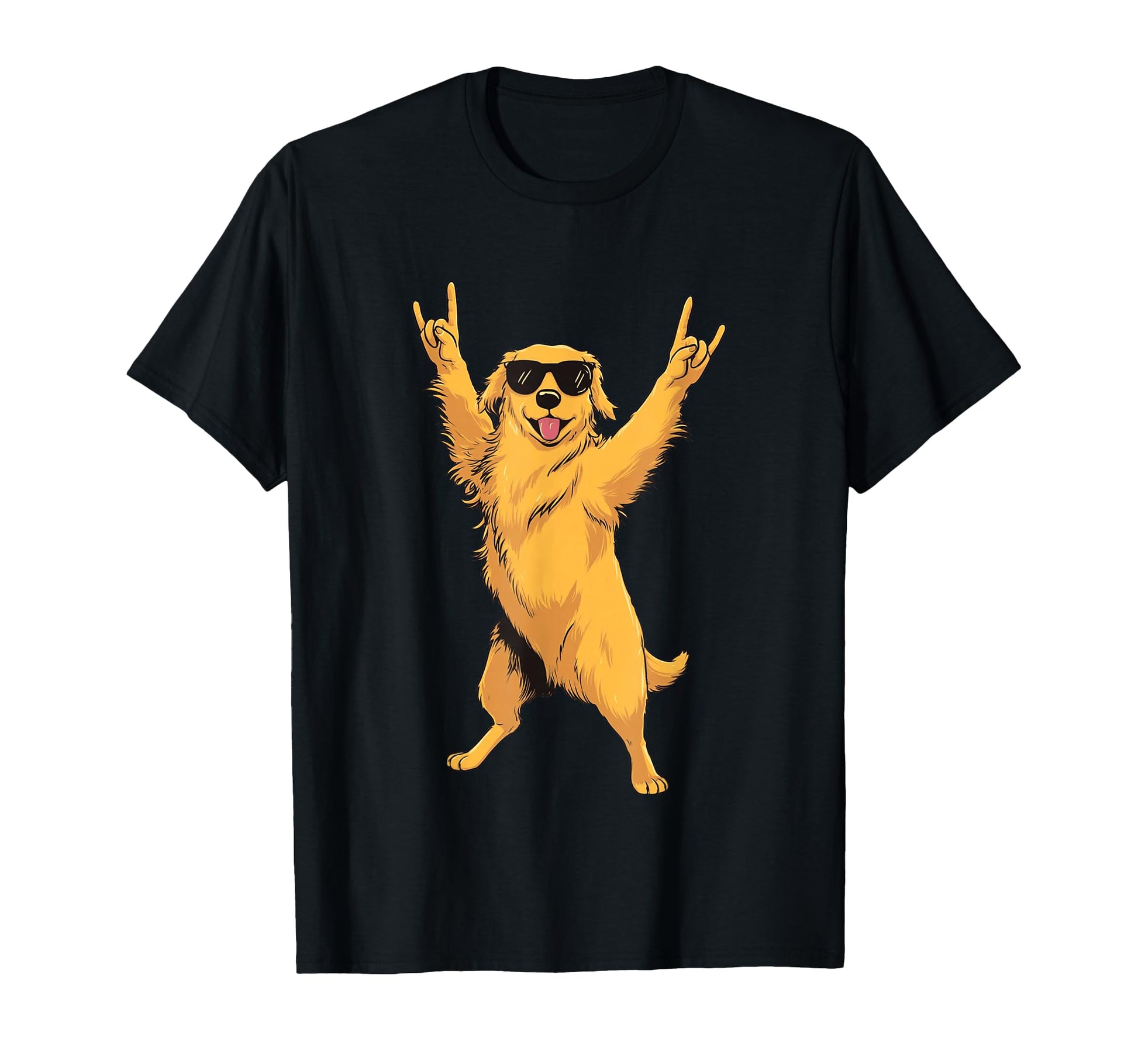Golden Retriever Double Rock Signs T-Shirt - Minimalist Print Men Women - T-Shirt, Sweatshirt, Hoodie