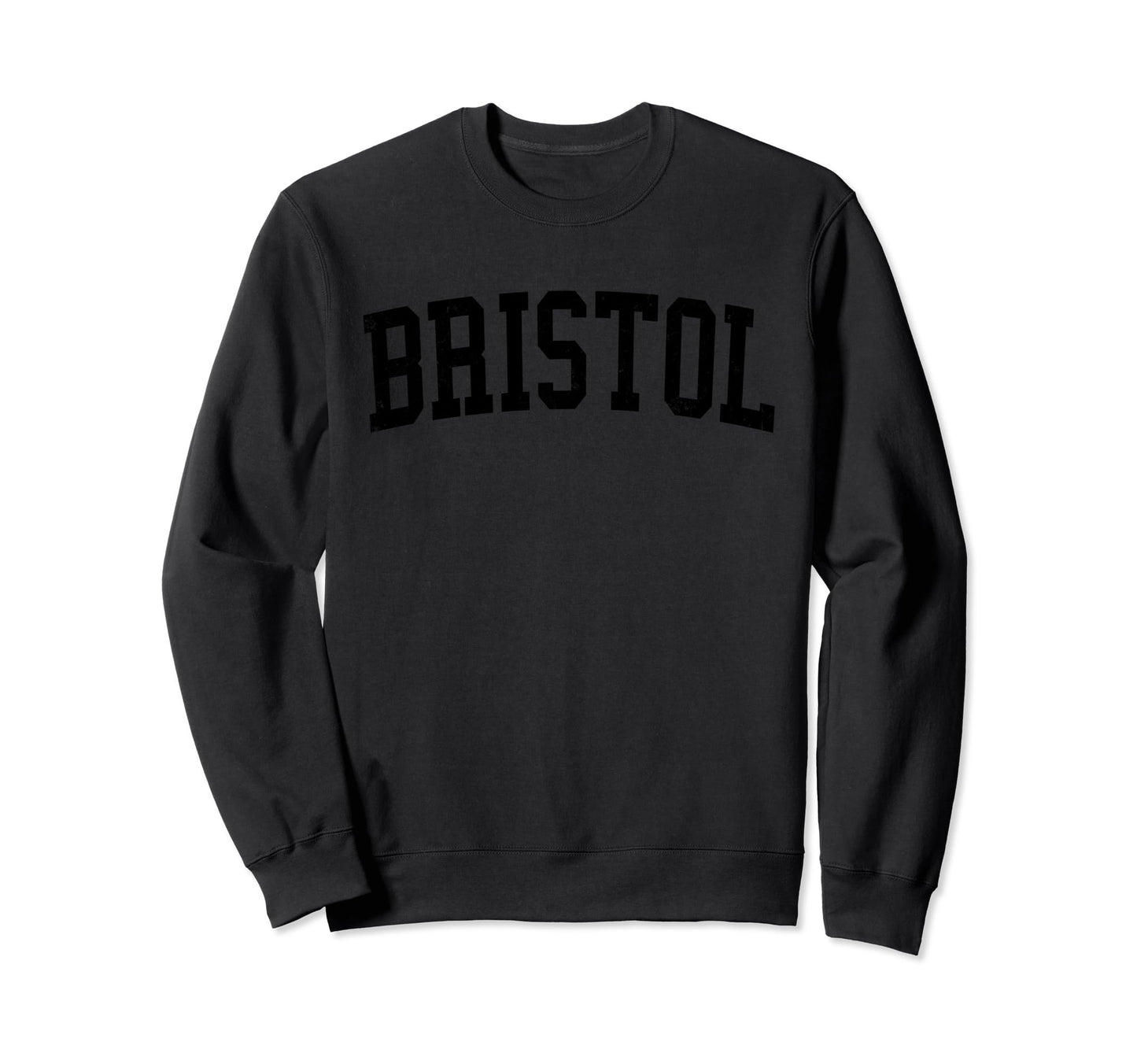 Bristol Tn Distressed Black Sweatshirt - Custom Art Print for Adults - T-Shirt, Sweatshirt, Hoodie
