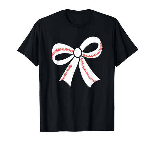Baseball Bow Baseball Mom Mama T-Shirt - Fun Novelty Design for Adults - T-Shirt, Sweatshirt, Hoodie