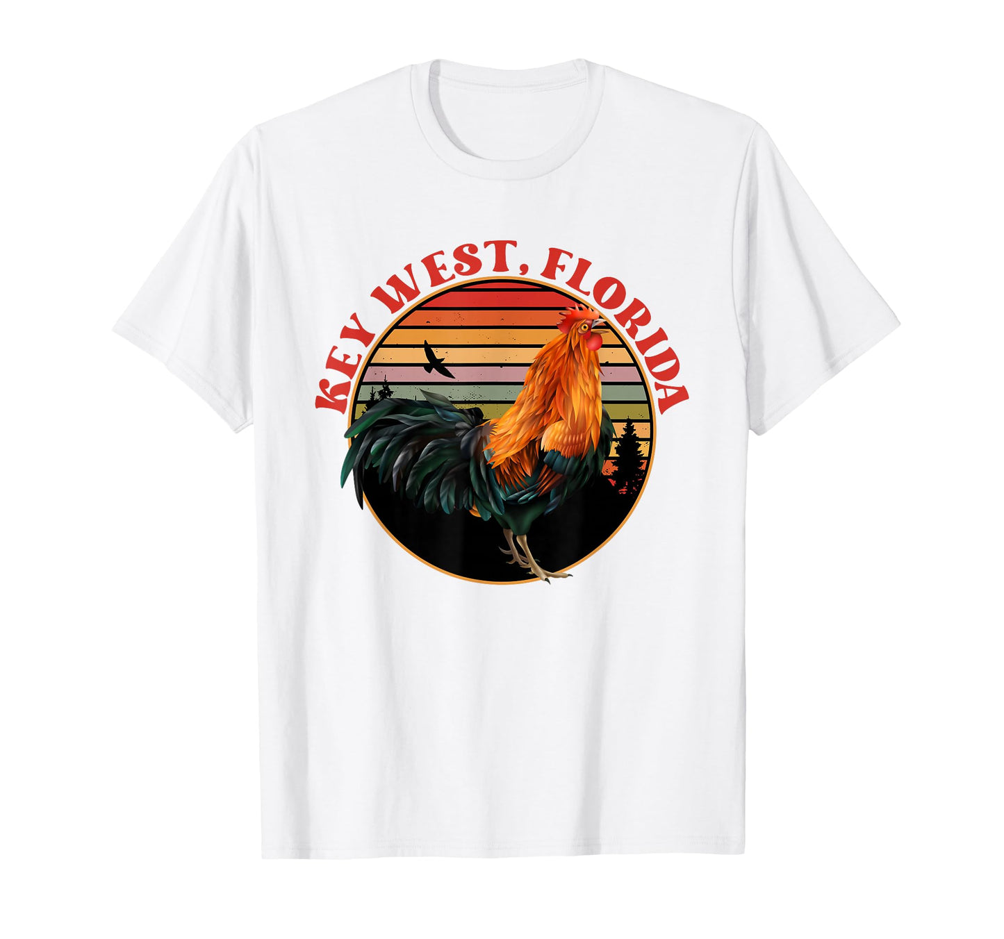 Key West Florida Sunset Rooster Chicken T-Shirt - Novelty Apparel Unisex - T-Shirt, Sweatshirt, Hoodie