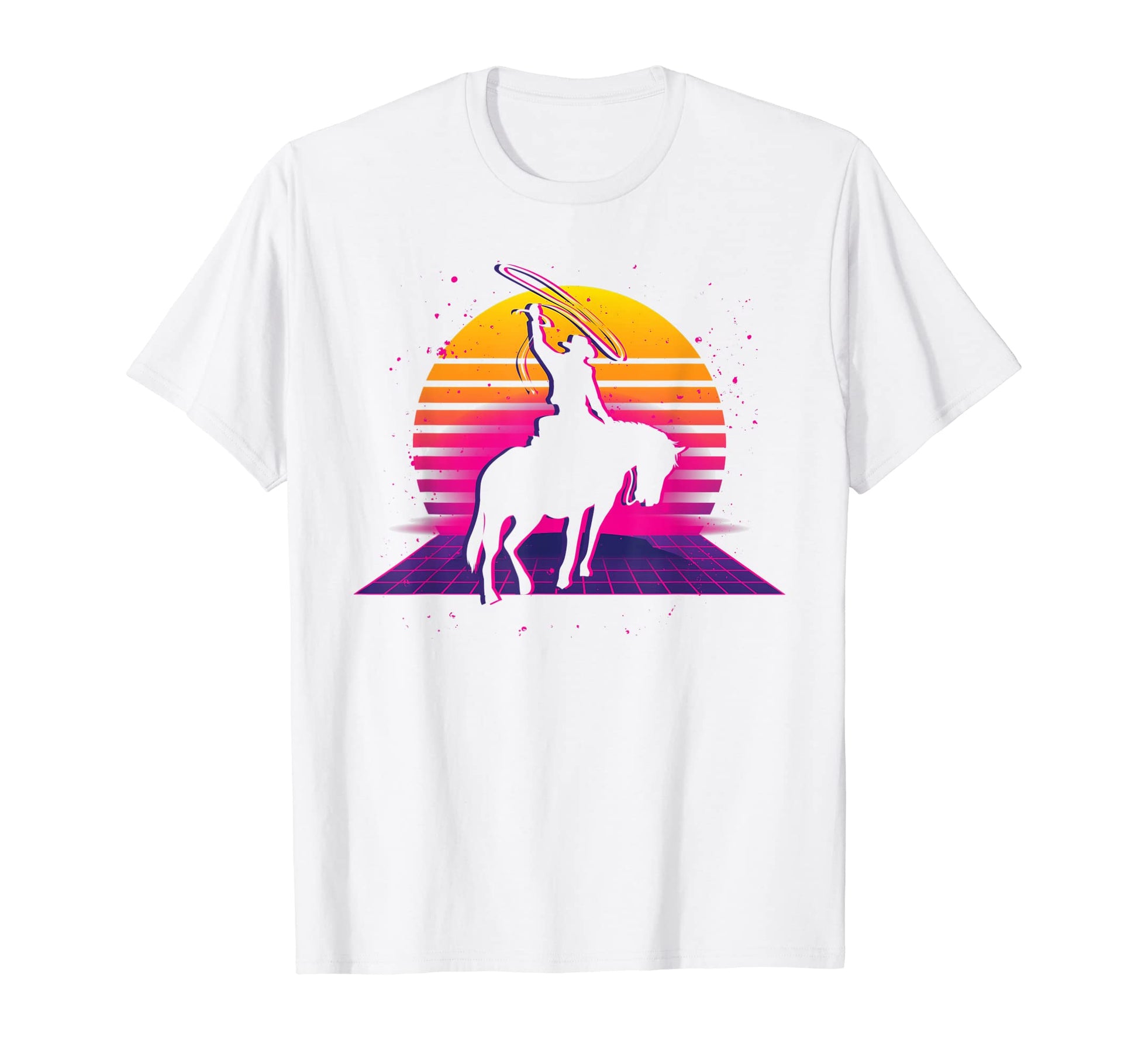 Vaporwave Country Western Horseback T-Shirt - Trendy Graphic for Adults - T-Shirt, Sweatshirt, Hoodie
