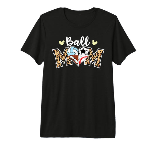 Ball Mom Leopard Soccer Football T-Shirt - Graphic Print for Adults - T-Shirt, Sweatshirt, Hoodie