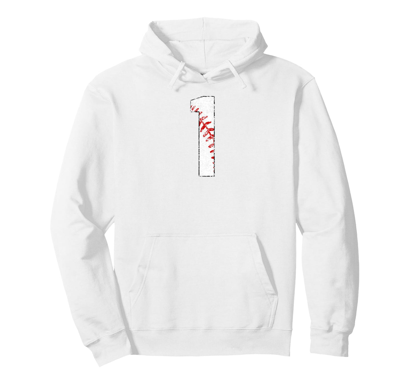 Distressed Baseball Number 1 Jersey Hoodie - Minimalist Print Men Women - T-Shirt, Sweatshirt, Hoodie