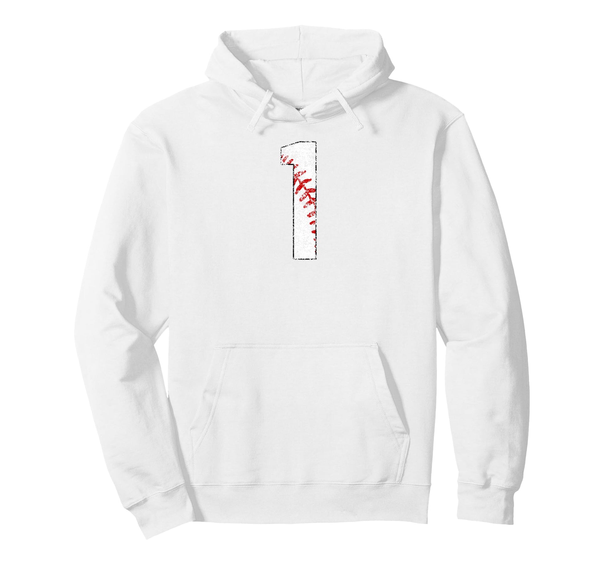 Distressed Baseball Number 1 Jersey Hoodie - Minimalist Print Men Women - T-Shirt, Sweatshirt, Hoodie