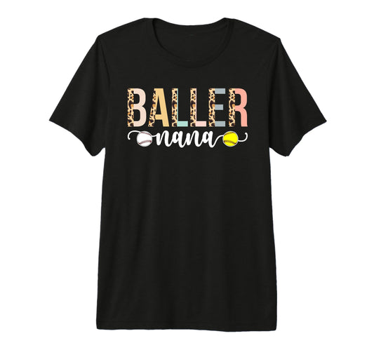 Baller Nana Leopard Softball Baseball T-Shirt - Streetwear Style Unisex - T-Shirt, Sweatshirt, Hoodie