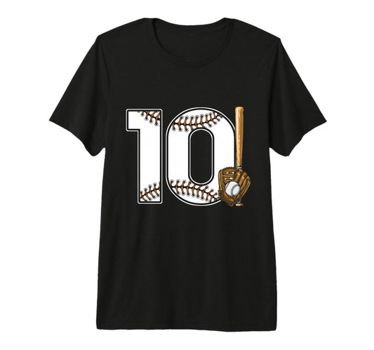 Baseball Birthday 10Th Birthday T-Shirt - Custom Art Print for Adults - T-Shirt, Sweatshirt, Hoodie