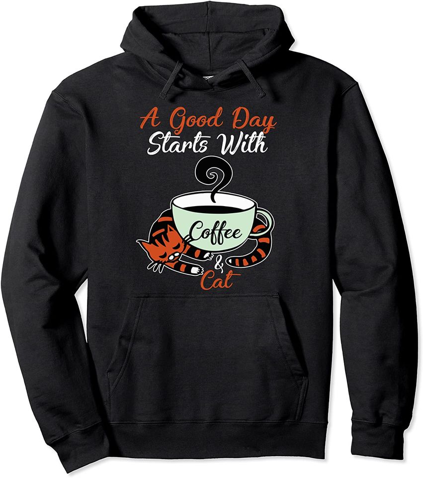 A Good Day Starts With Coffee Cat - Adult & Kids T-Shirts, Sweatshirts & Hoodies apparel design preview 1
