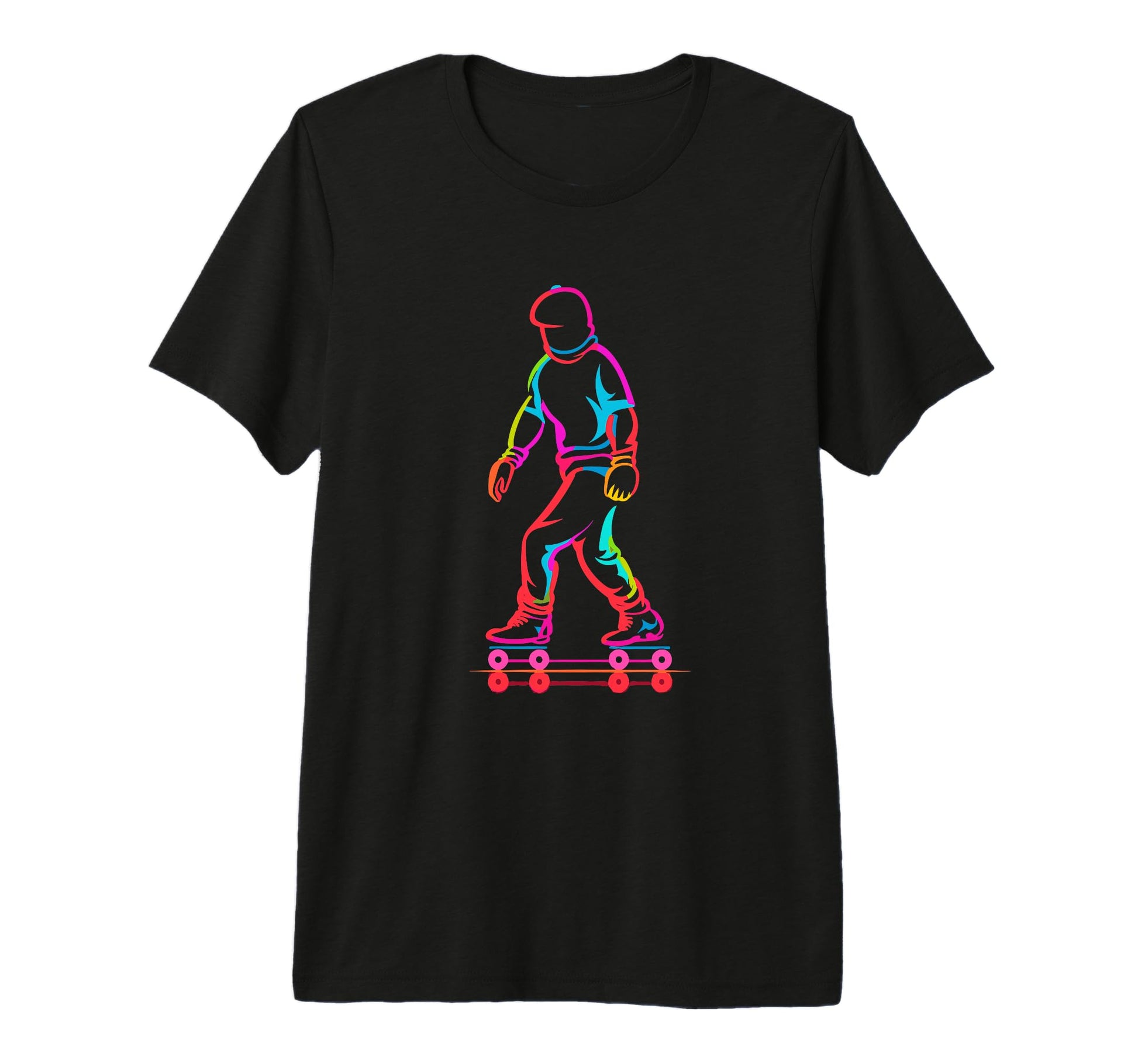 Roller Skater Sketch Retrowave Tri T-Shirt - Novelty Apparel Men Women - T-Shirt, Sweatshirt, Hoodie