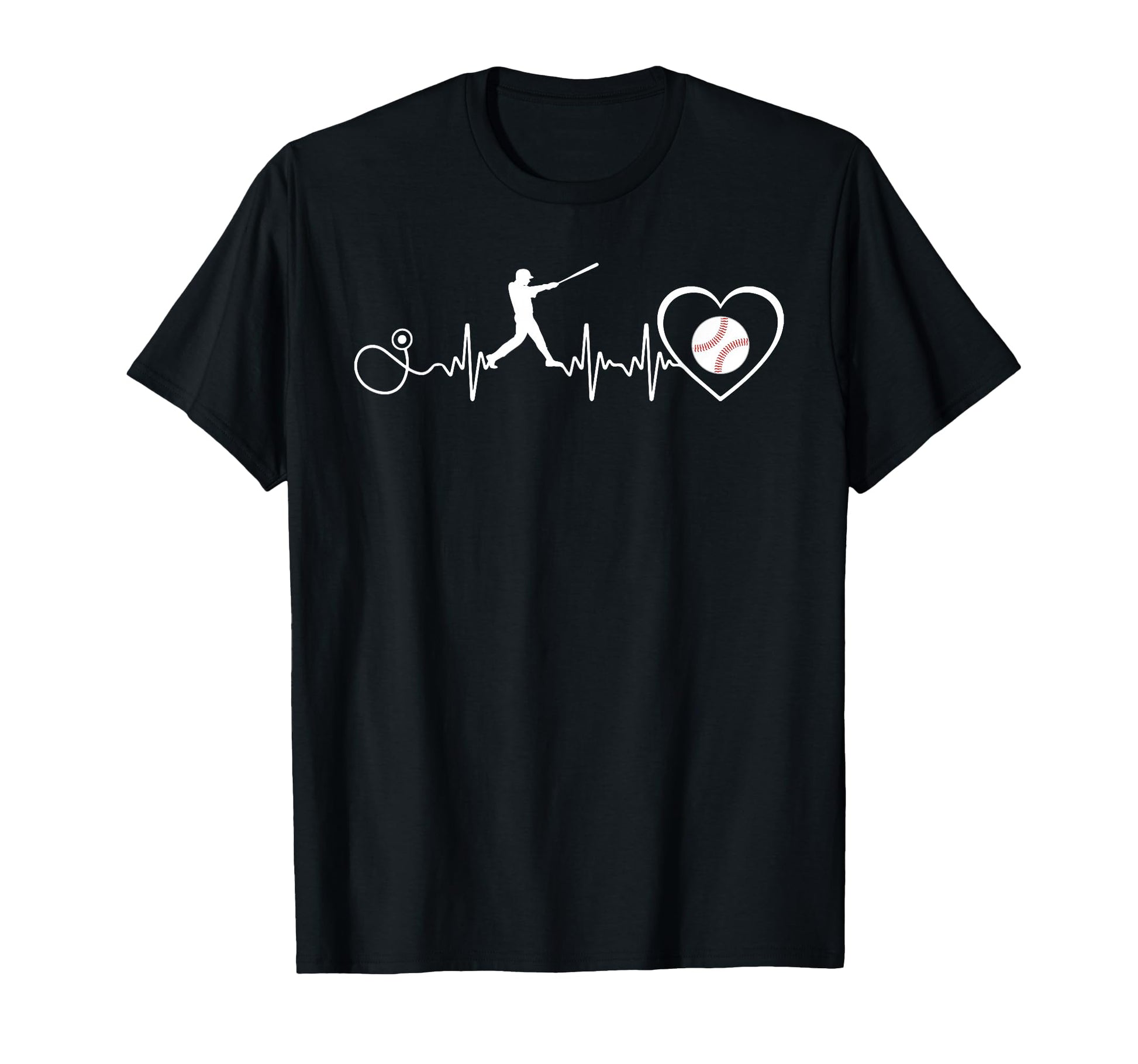Baseball Heartbeat Pulse Funny Baseball T-Shirt - Trendy Graphic Unisex - T-Shirt, Sweatshirt, Hoodie