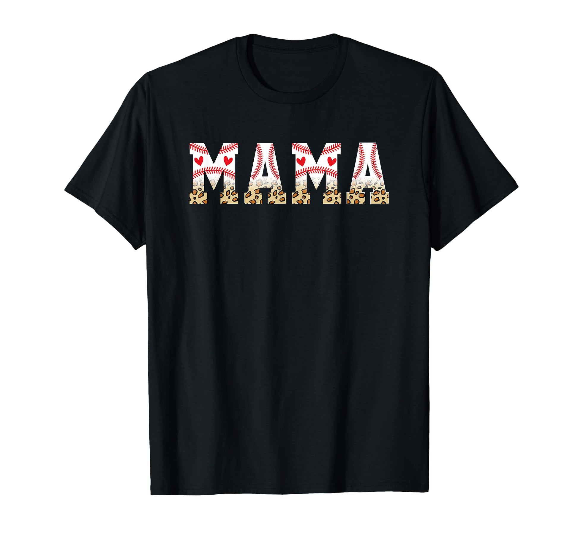 Mama Baseball Leopard Heart Love T-Shirt - Trendy Graphic for Adults - T-Shirt, Sweatshirt, Hoodie