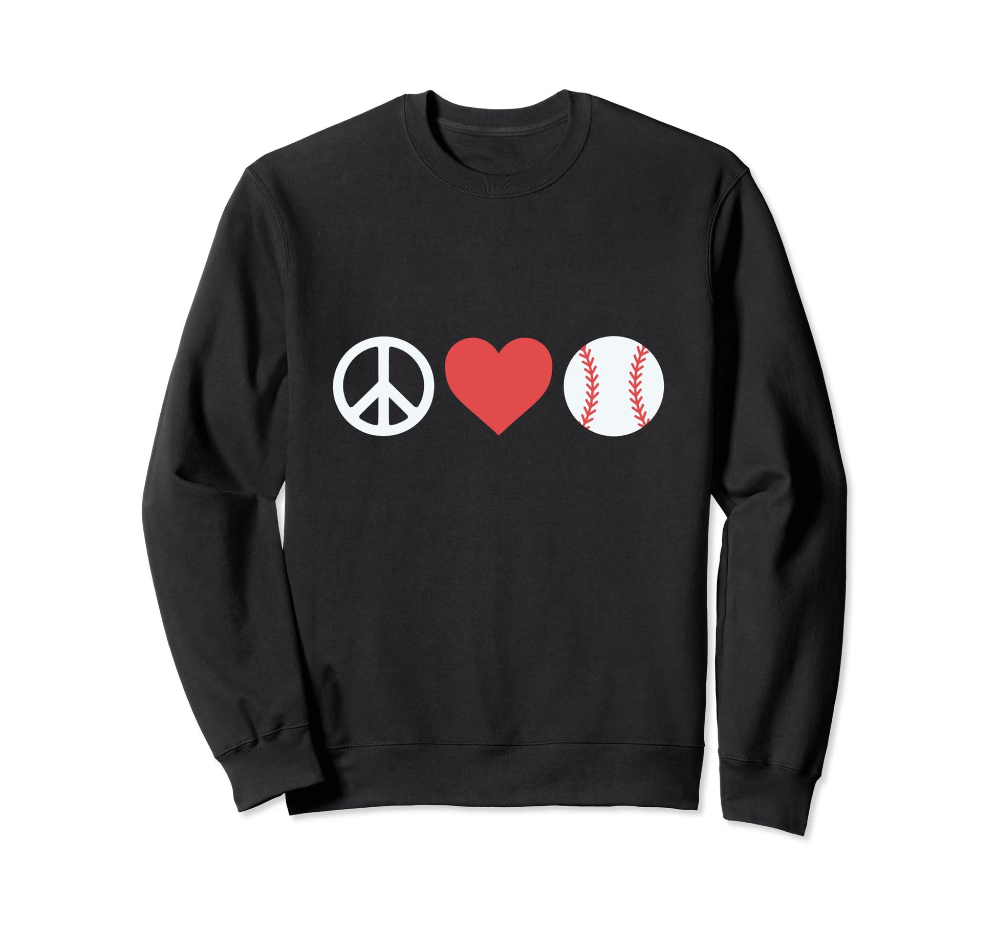 Peace Love Baseball Sweatshirt - Trendy Graphic Unisex - T-Shirt, Sweatshirt, Hoodie