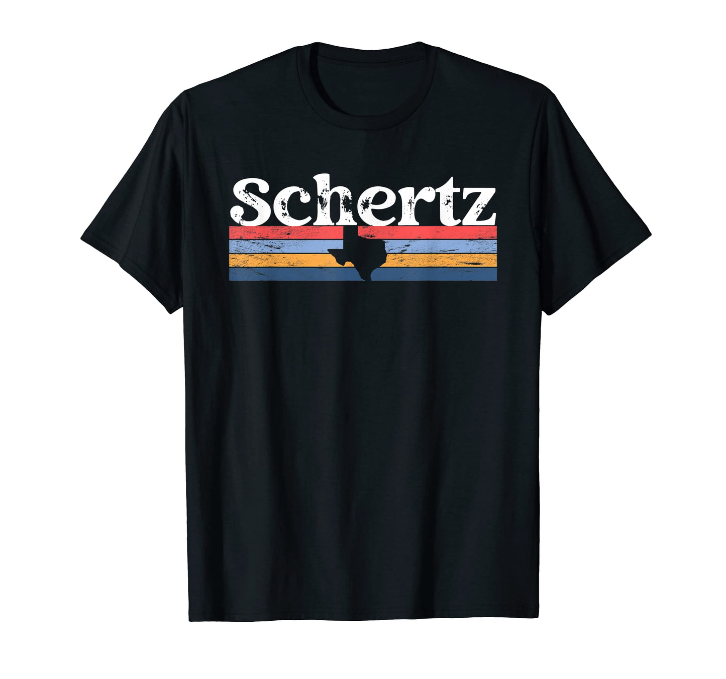 Schertz Texas Tx Stripes State 70S Color T-Shirt - Unique Graphic Unisex - T-Shirt, Sweatshirt, Hoodie