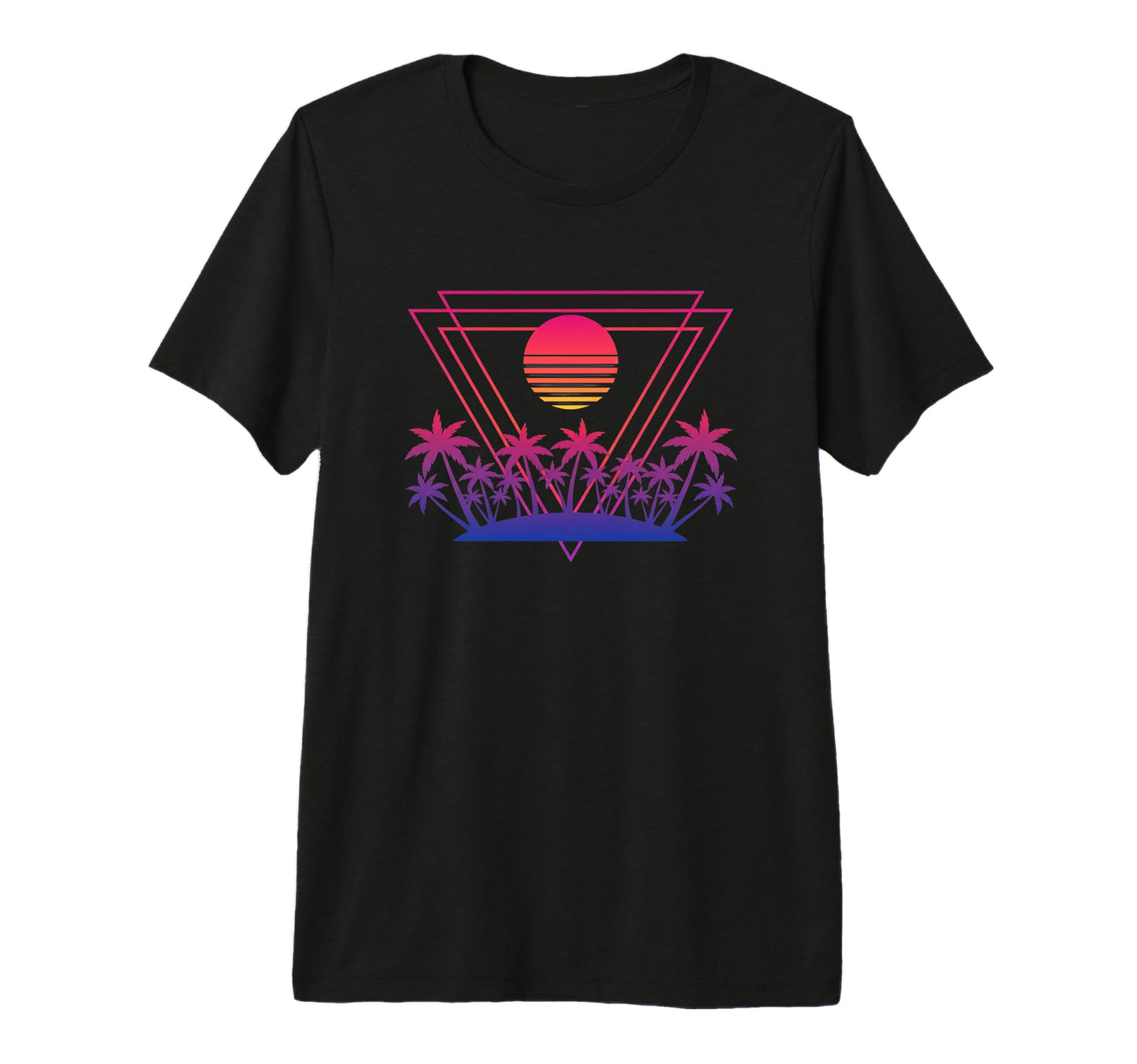 Palm Sunset Nostalgia 80S Synthwave T-Shirt - Novelty Apparel for Adults - T-Shirt, Sweatshirt, Hoodie