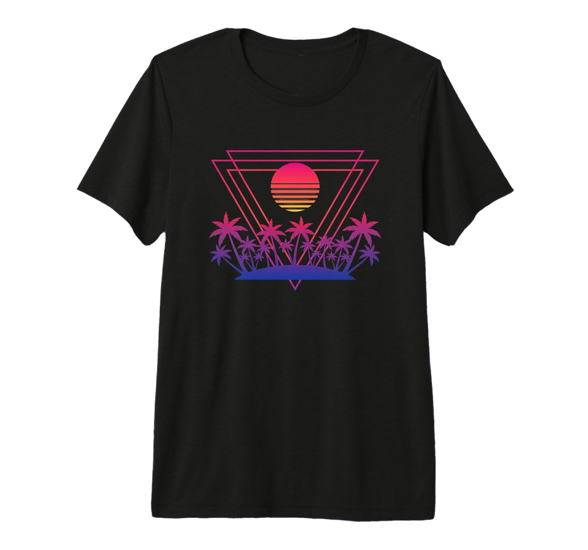 Palm Sunset Nostalgia 80S Synthwave T-Shirt - Novelty Apparel for Adults - T-Shirt, Sweatshirt, Hoodie