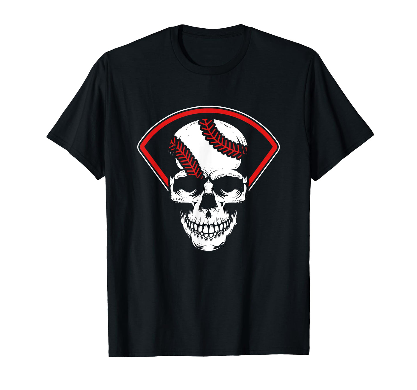 Baseball Skull Player Softball Fan T-Shirt - Fun Novelty Design Men Women - T-Shirt, Sweatshirt, Hoodie