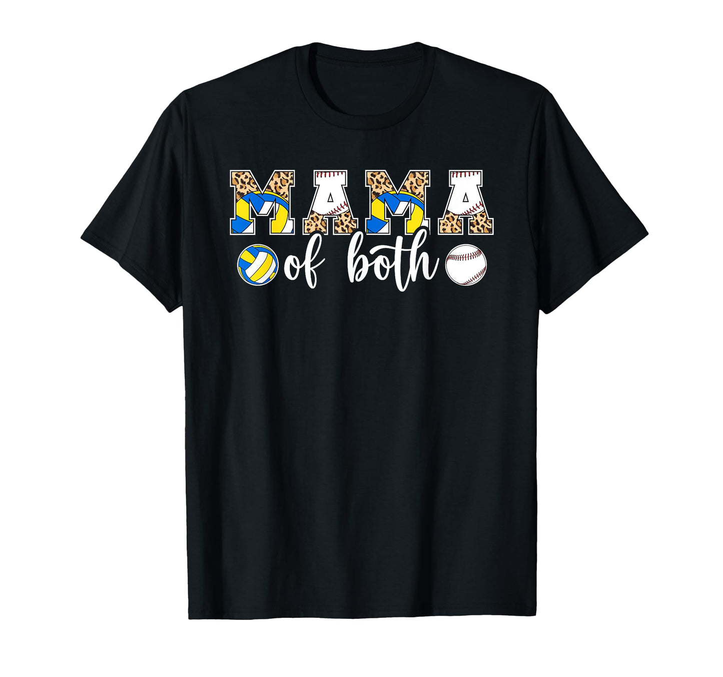 Mama Both Leopard Volleyball Baseball T-Shirt - Unique Graphic for Adults - T-Shirt, Sweatshirt, Hoodie