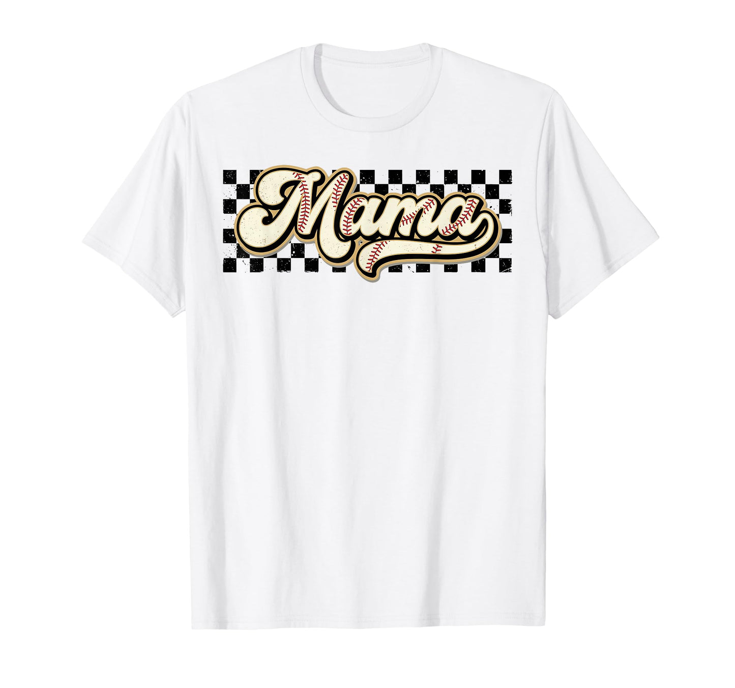 Checkered Baseball Mama Game Day T-Shirt - Unique Graphic for Adults - T-Shirt, Sweatshirt, Hoodie