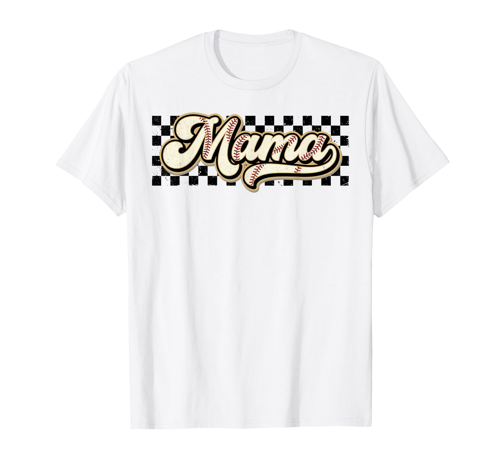 Checkered Baseball Mama Game Day T-Shirt - Unique Graphic for Adults - T-Shirt, Sweatshirt, Hoodie