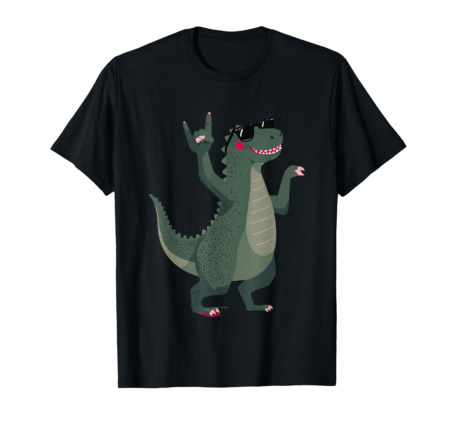 Dinosaur T Rex Rock Hand Sign Punk Mascot T-Shirt - Unique Graphic Unisex - T-Shirt, Sweatshirt, Hoodie