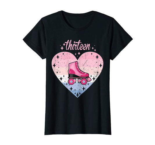 13 Year Old Roller Skating Birthday 13Th B T-Shirt - Graphic Print Unisex - T-Shirt, Sweatshirt, Hoodie