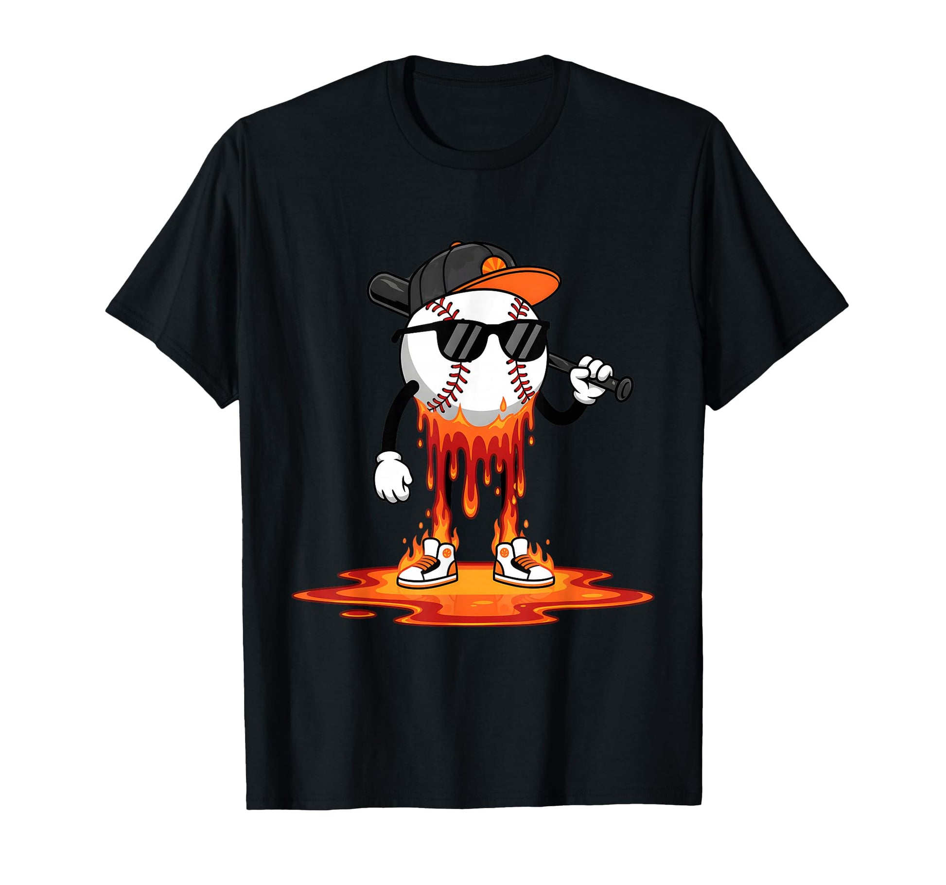 Flaming Baseball Drip Cartoon Fire T-Shirt - Aesthetic Graphic for Adults - T-Shirt, Sweatshirt, Hoodie