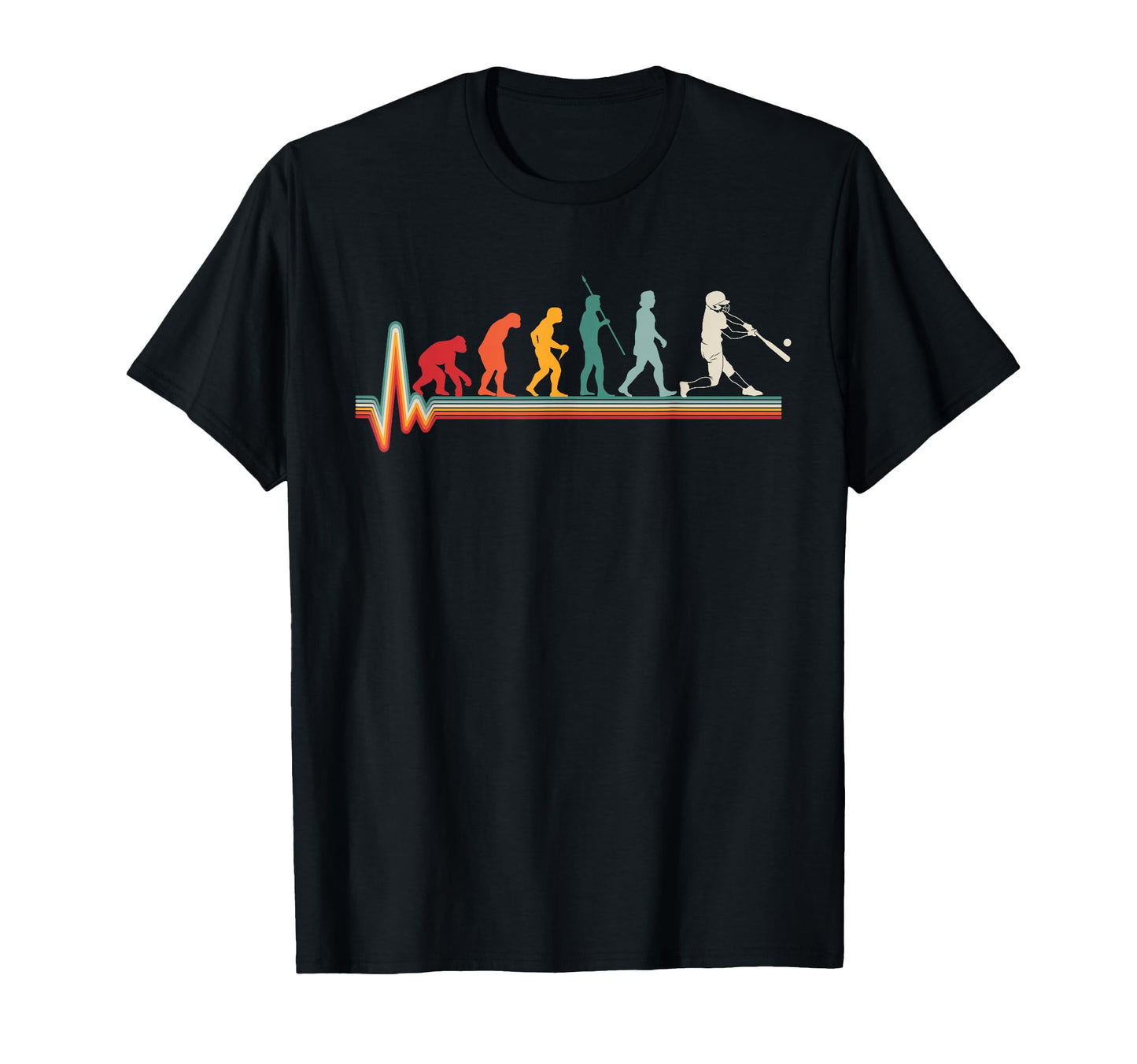 Baseball Human Evolution Heartbeat T-Shirt - Casual Everyday Wear Unisex - T-Shirt, Sweatshirt, Hoodie
