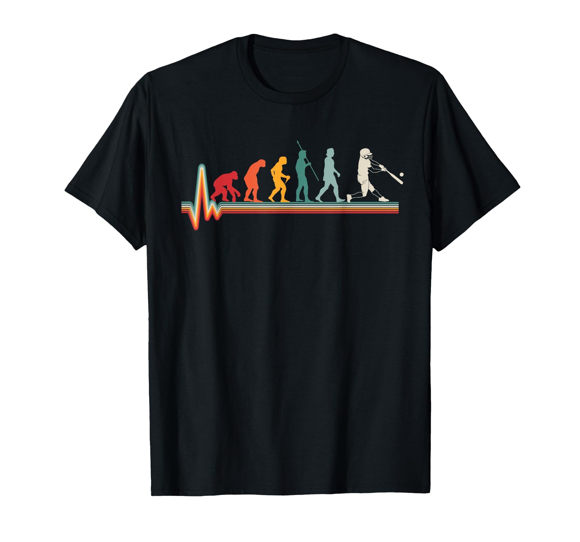 Baseball Human Evolution Heartbeat T-Shirt - Casual Everyday Wear Unisex - T-Shirt, Sweatshirt, Hoodie