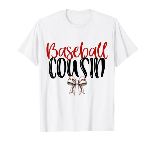 Baseball Cousin Coquette Bow Game Day T-Shirt - Custom Art Print for Adults - T-Shirt, Sweatshirt, Hoodie