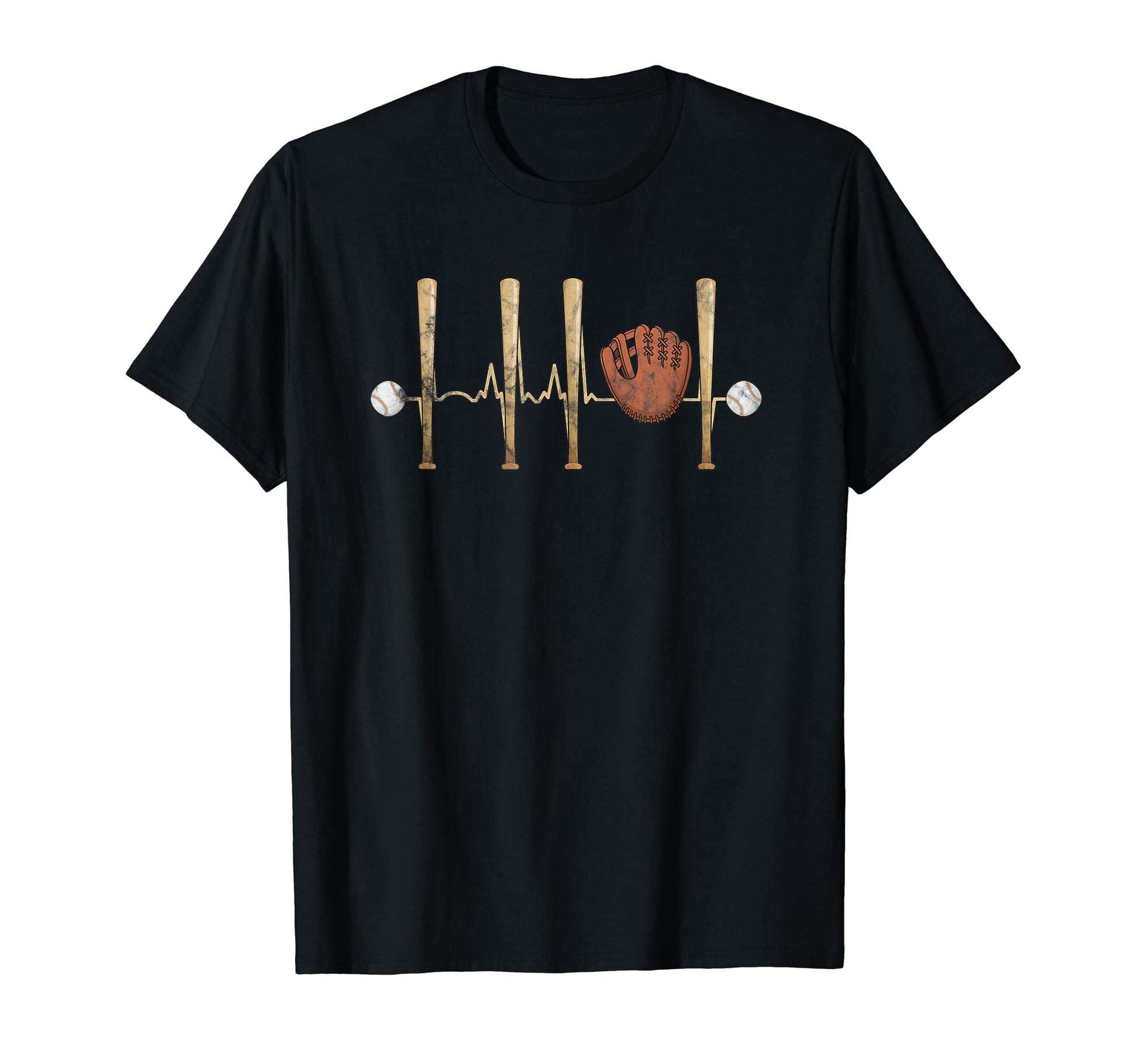 Baseball Heartbeat Bat Glove T-Shirt - Aesthetic Graphic Men Women - T-Shirt, Sweatshirt, Hoodie