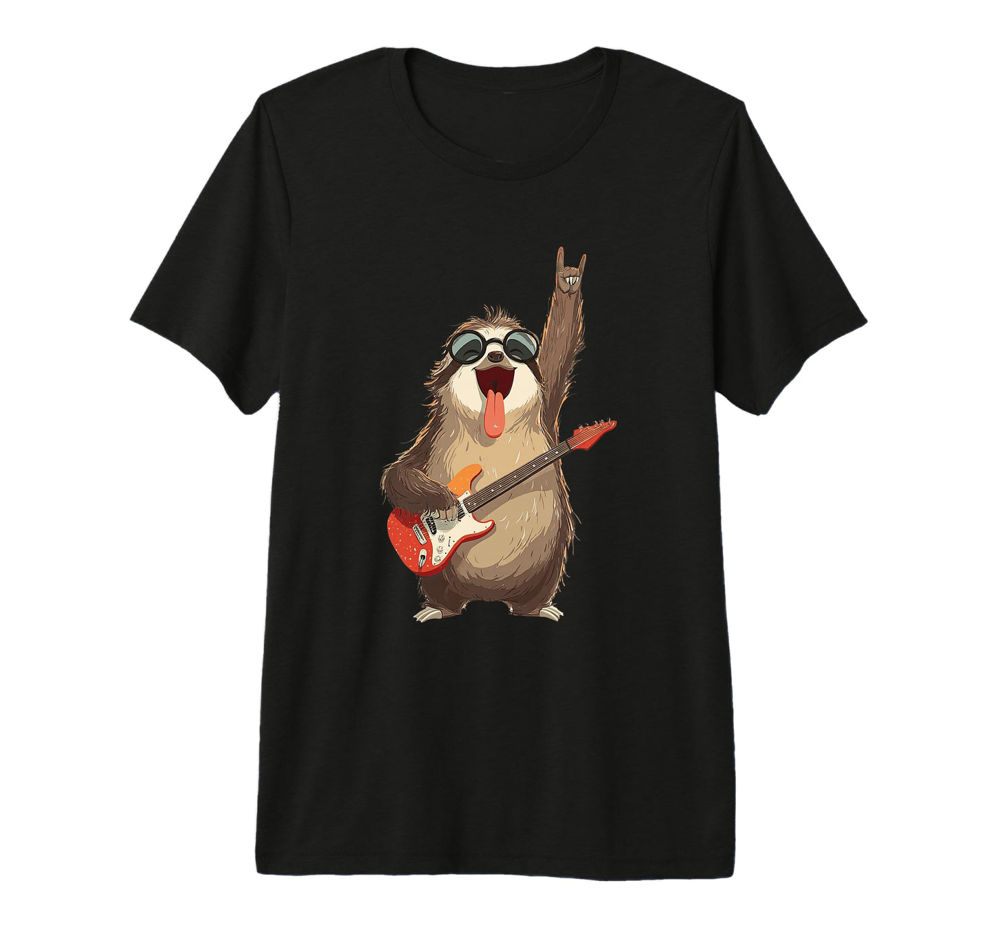 Funny Sloth Guitarist Rock Music T-Shirt - Custom Art Print for Adults - T-Shirt, Sweatshirt, Hoodie
