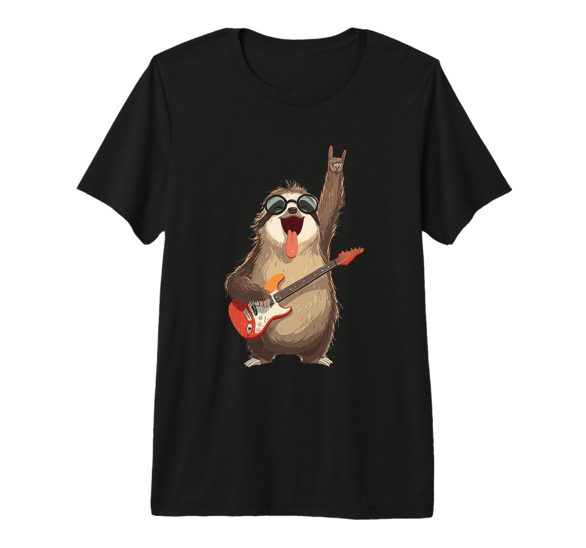 Funny Sloth Guitarist Rock Music T-Shirt - Custom Art Print for Adults - T-Shirt, Sweatshirt, Hoodie