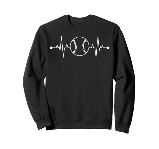 Baseball Heartbeat Frequency Line Sweatshirt - Aesthetic Graphic Men Women - T-Shirt, Sweatshirt, Hoodie