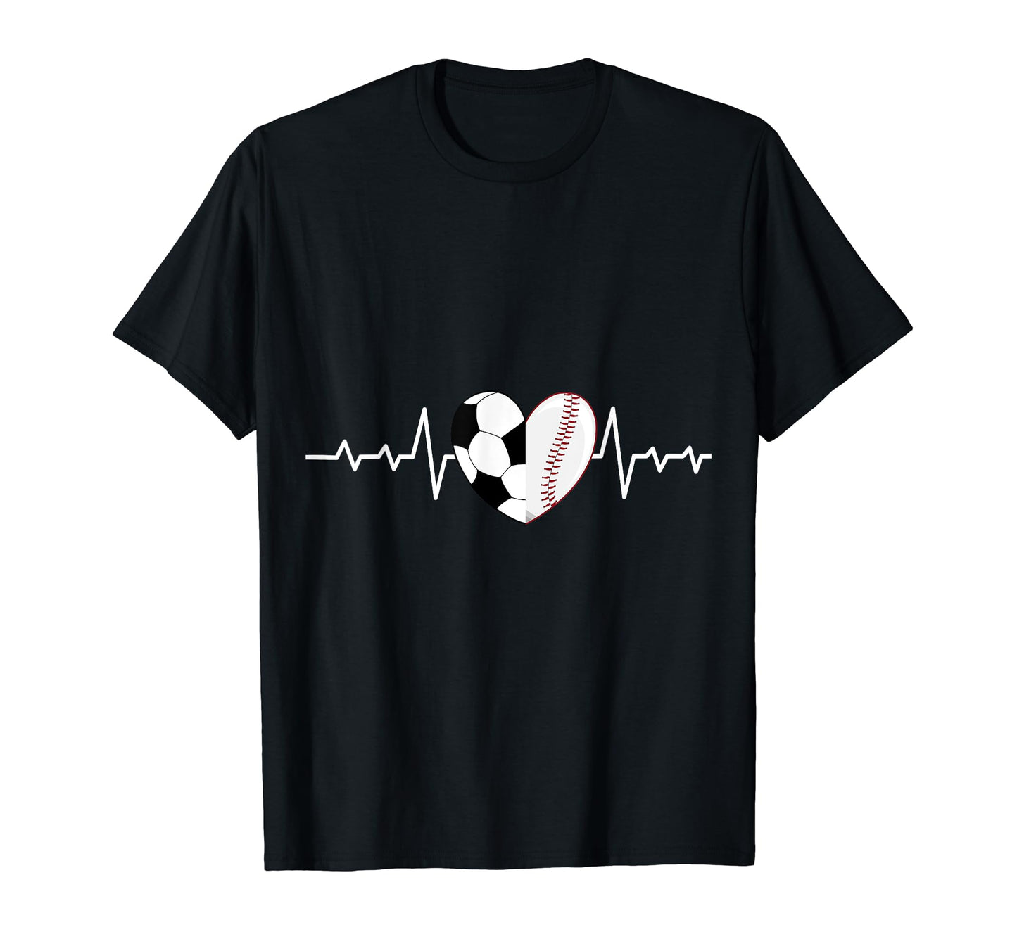 Football Heartbeat Baseball T-Shirt - Casual Everyday Wear Men Women - T-Shirt, Sweatshirt, Hoodie