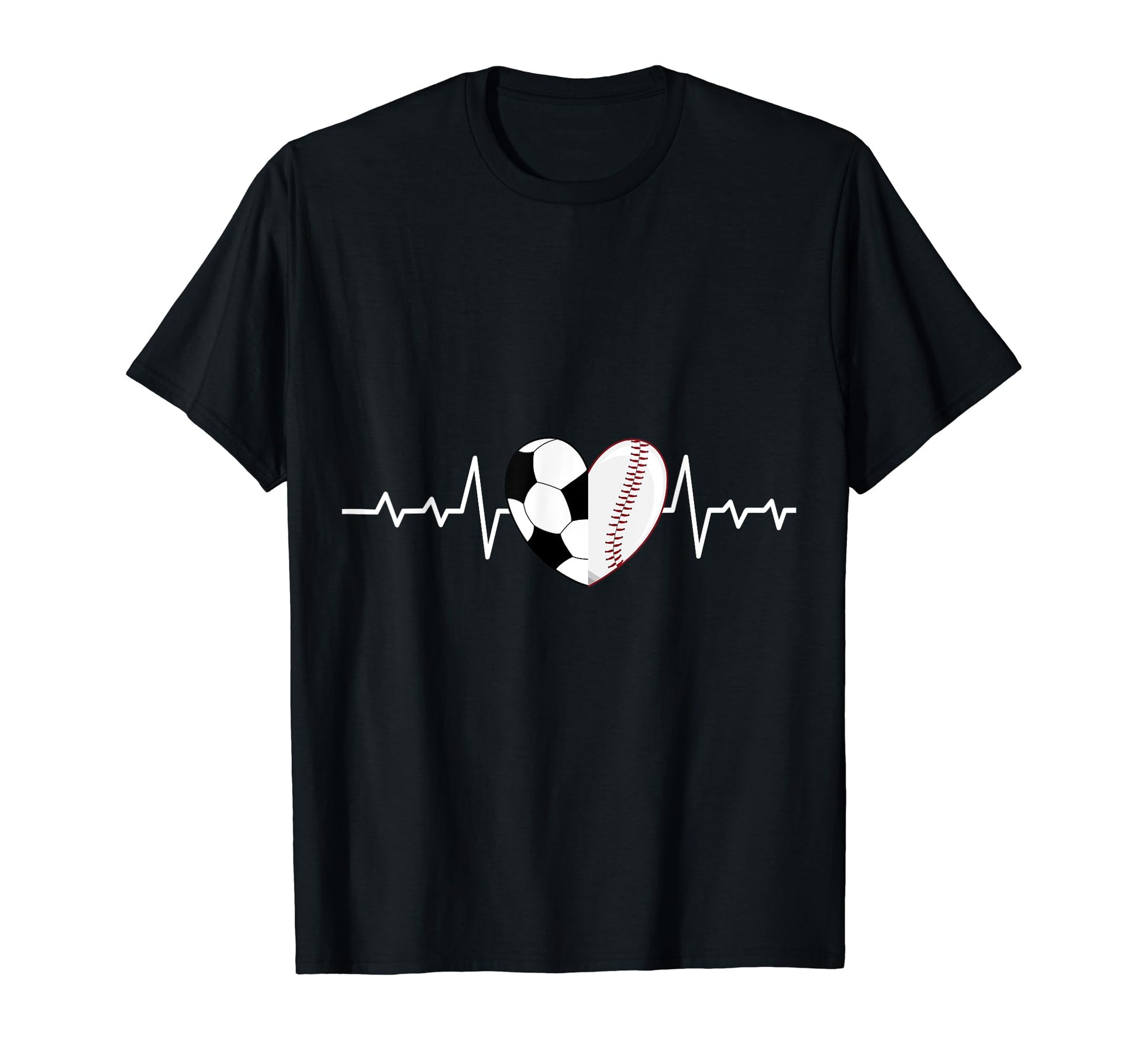 Football Heartbeat Baseball T-Shirt - Casual Everyday Wear Men Women - T-Shirt, Sweatshirt, Hoodie