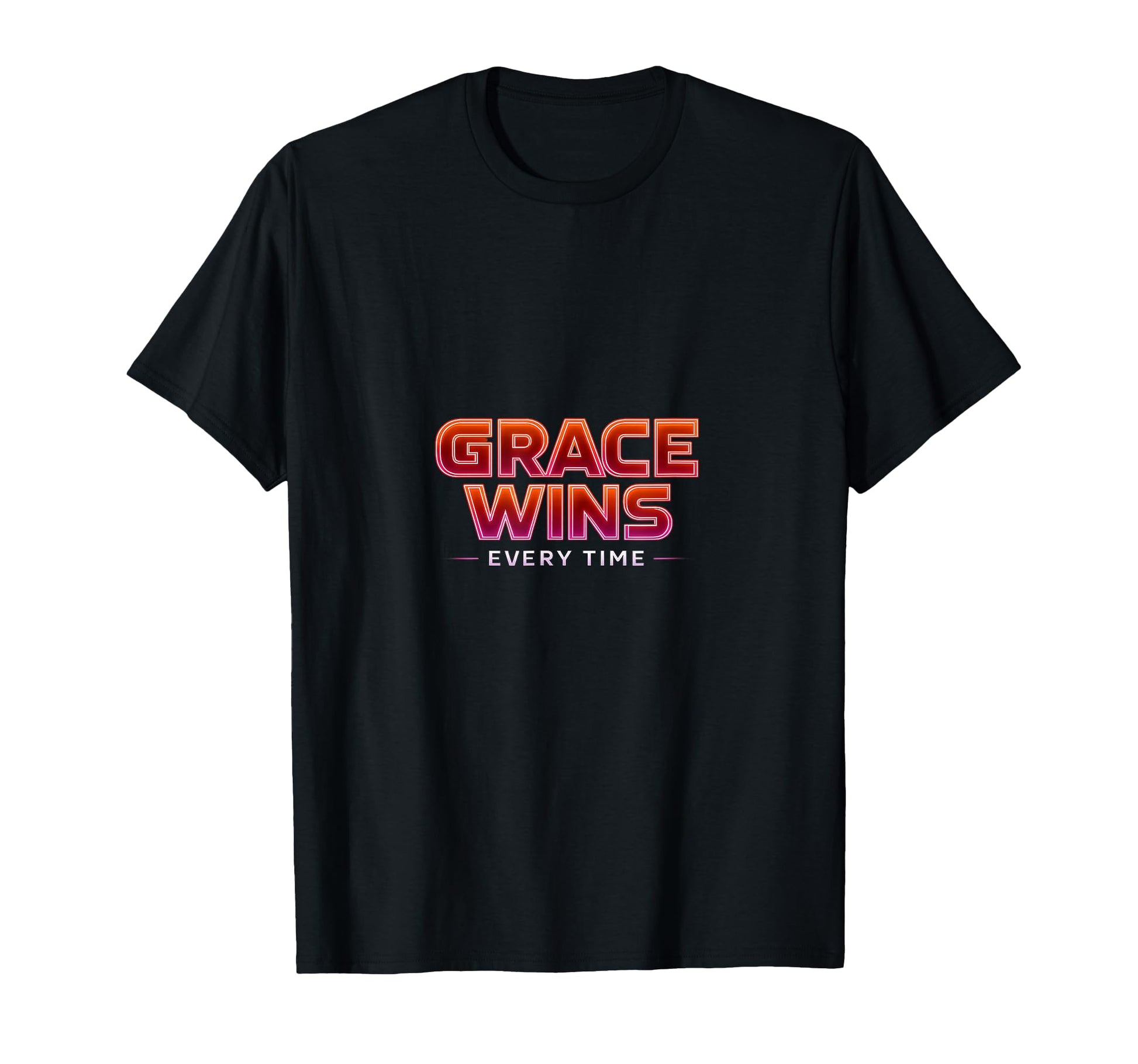 Grace Wins Christian Synthwave T-Shirt - Unique Graphic Men Women - T-Shirt, Sweatshirt, Hoodie
