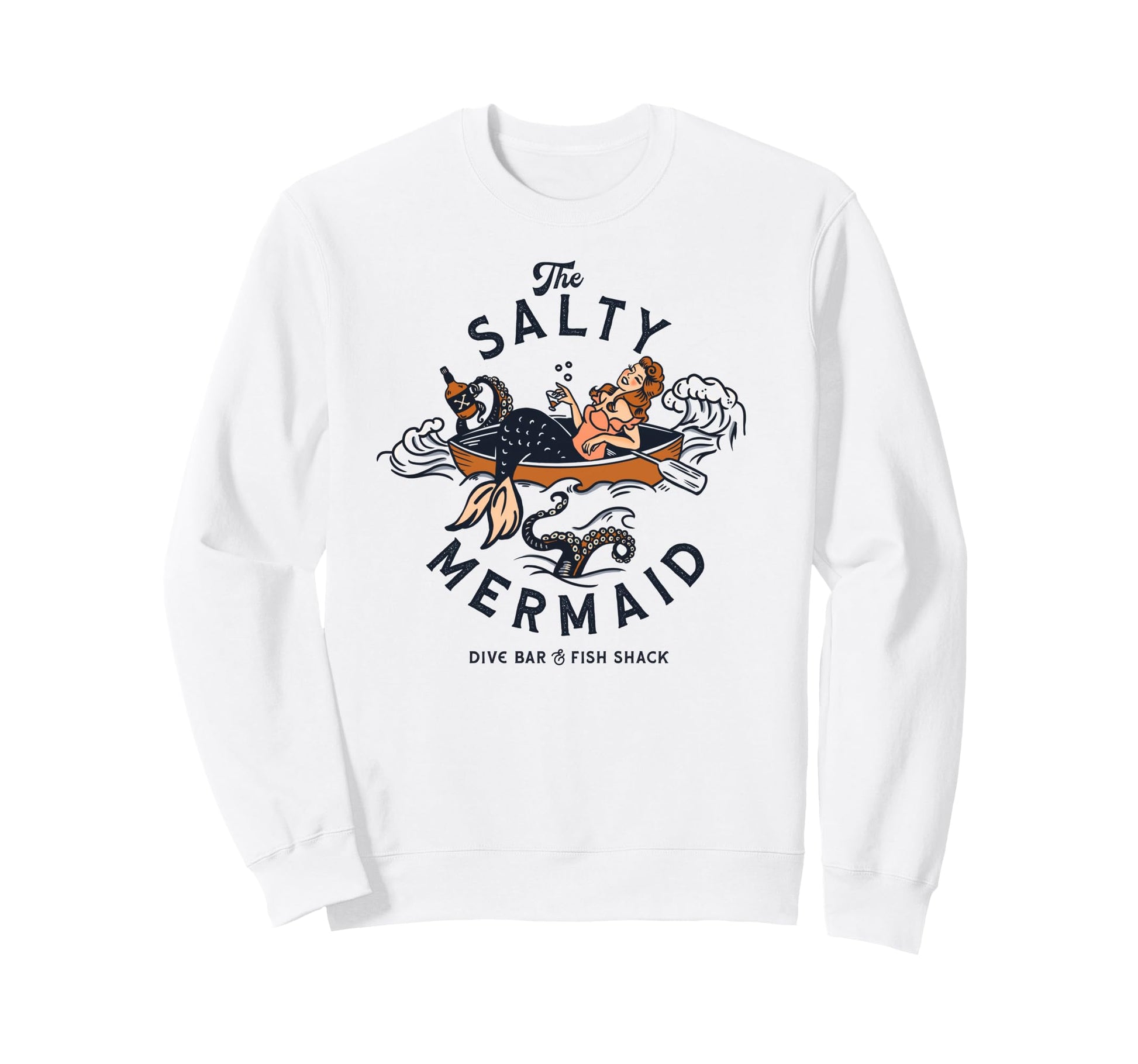 Mermaid Dive Bar Salty Fish Shack Sweatshirt - Graphic Print for Adults - T-Shirt, Sweatshirt, Hoodie