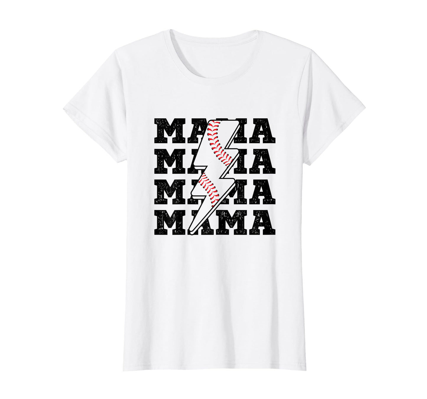 Baseball Mama Distressed Lightning Bolt T-Shirt - Minimalist Print Unisex - T-Shirt, Sweatshirt, Hoodie