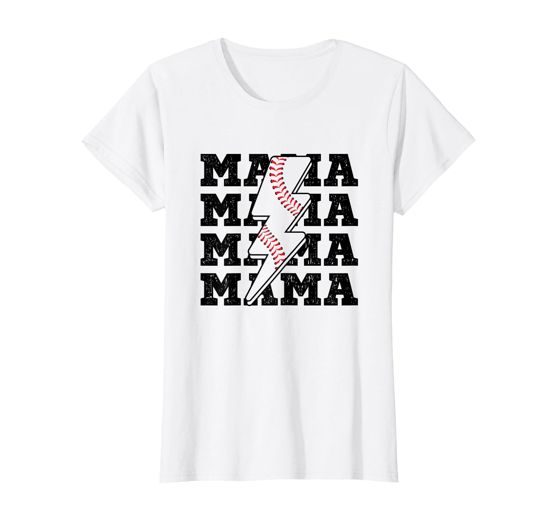 Baseball Mama Distressed Lightning Bolt T-Shirt - Minimalist Print Unisex - T-Shirt, Sweatshirt, Hoodie