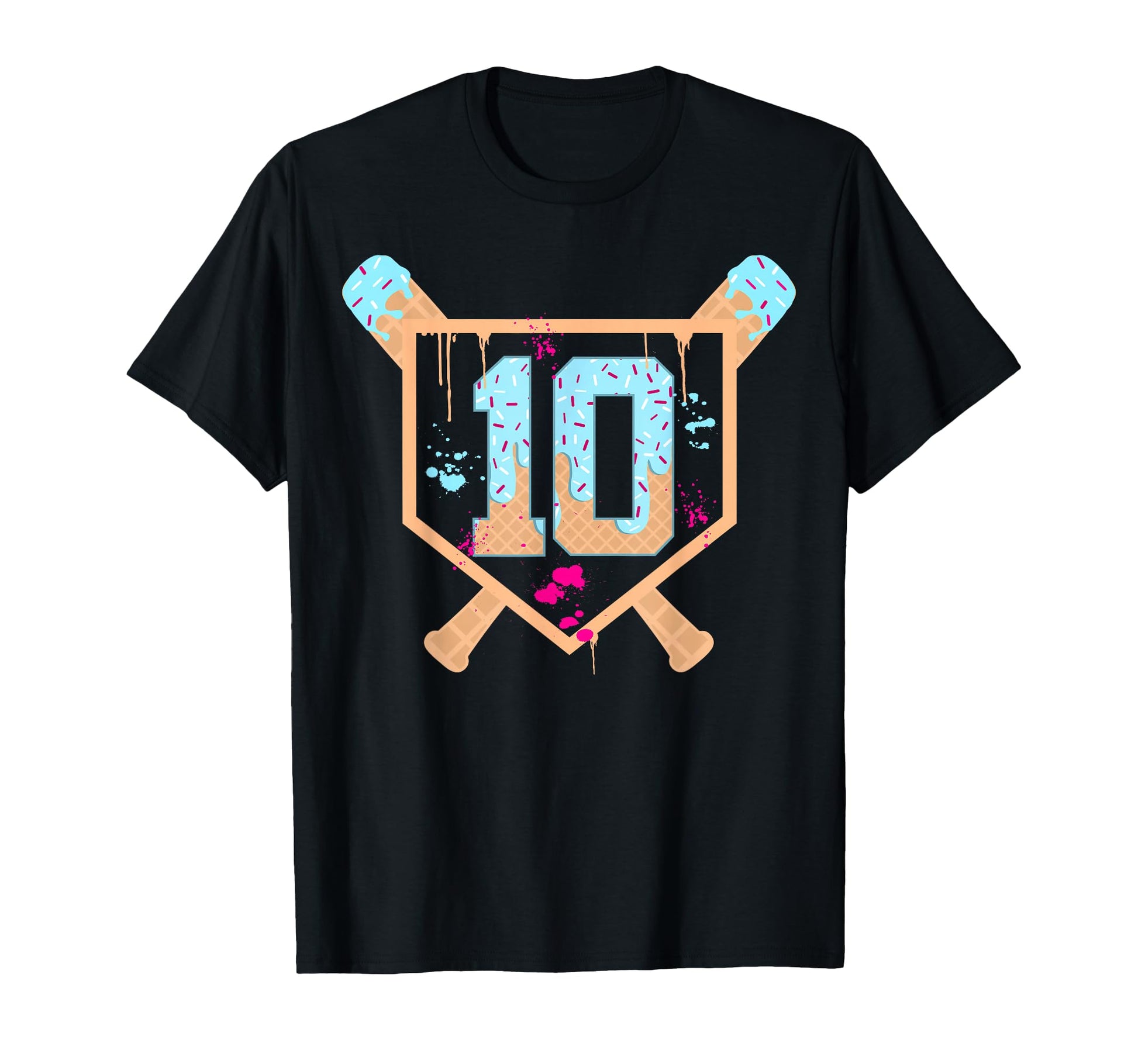 Baseball 10 Year Old Ice Cream Drip T-Shirt - Novelty Apparel Men Women - T-Shirt, Sweatshirt, Hoodie