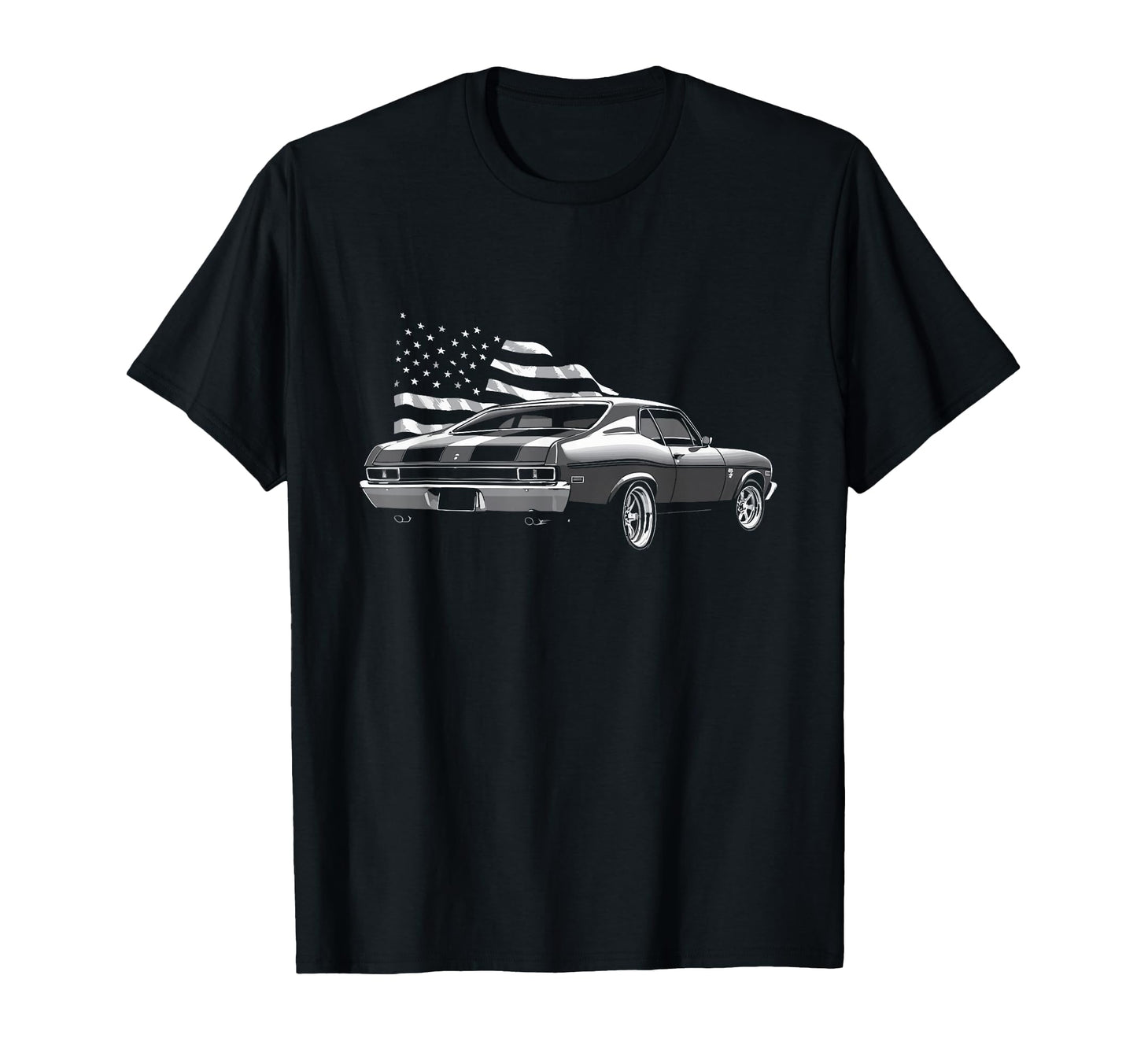 1972 72 Nova Usa Flag Rear View Muscle T-Shirt - Trendy Graphic Men Women - T-Shirt, Sweatshirt, Hoodie