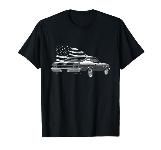 1972 72 Nova Usa Flag Rear View Muscle T-Shirt - Trendy Graphic Men Women - T-Shirt, Sweatshirt, Hoodie