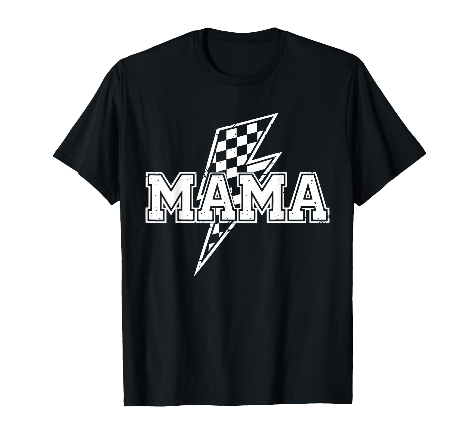 Mama Lightning Bolt Checkered Varsity T-Shirt - Unique Graphic Men Women - T-Shirt, Sweatshirt, Hoodie