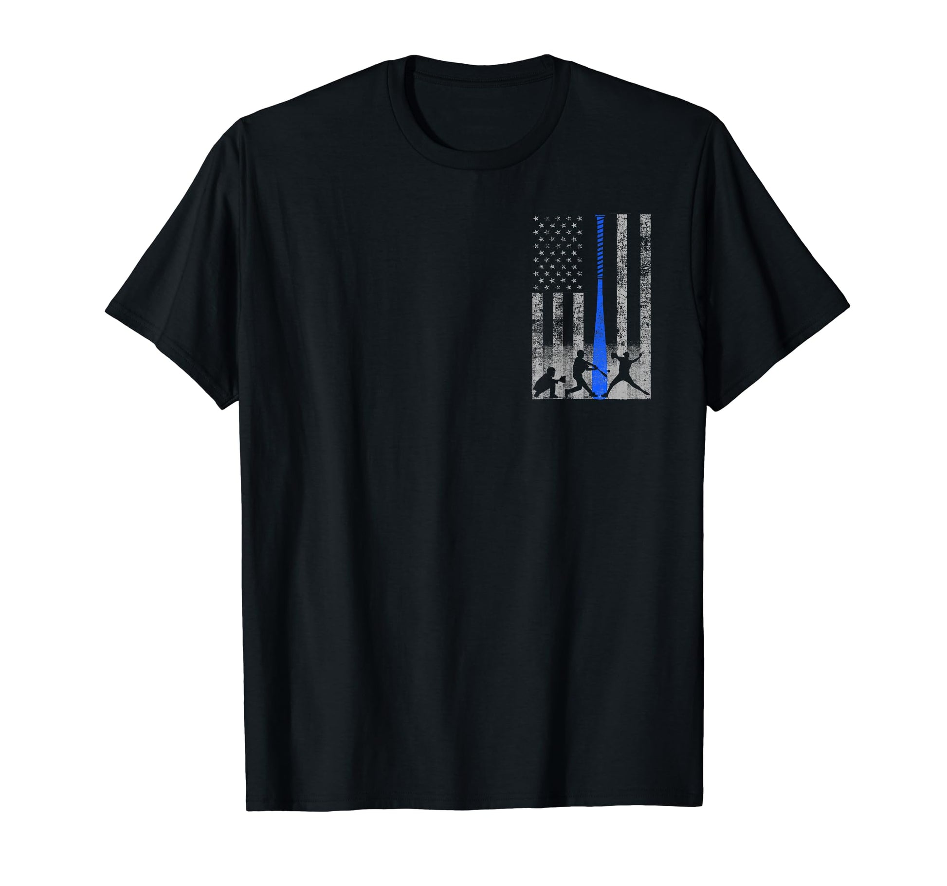 Blue Baseball Flag Blue Bat Flag T-Shirt - Casual Everyday Wear for Adults - T-Shirt, Sweatshirt, Hoodie