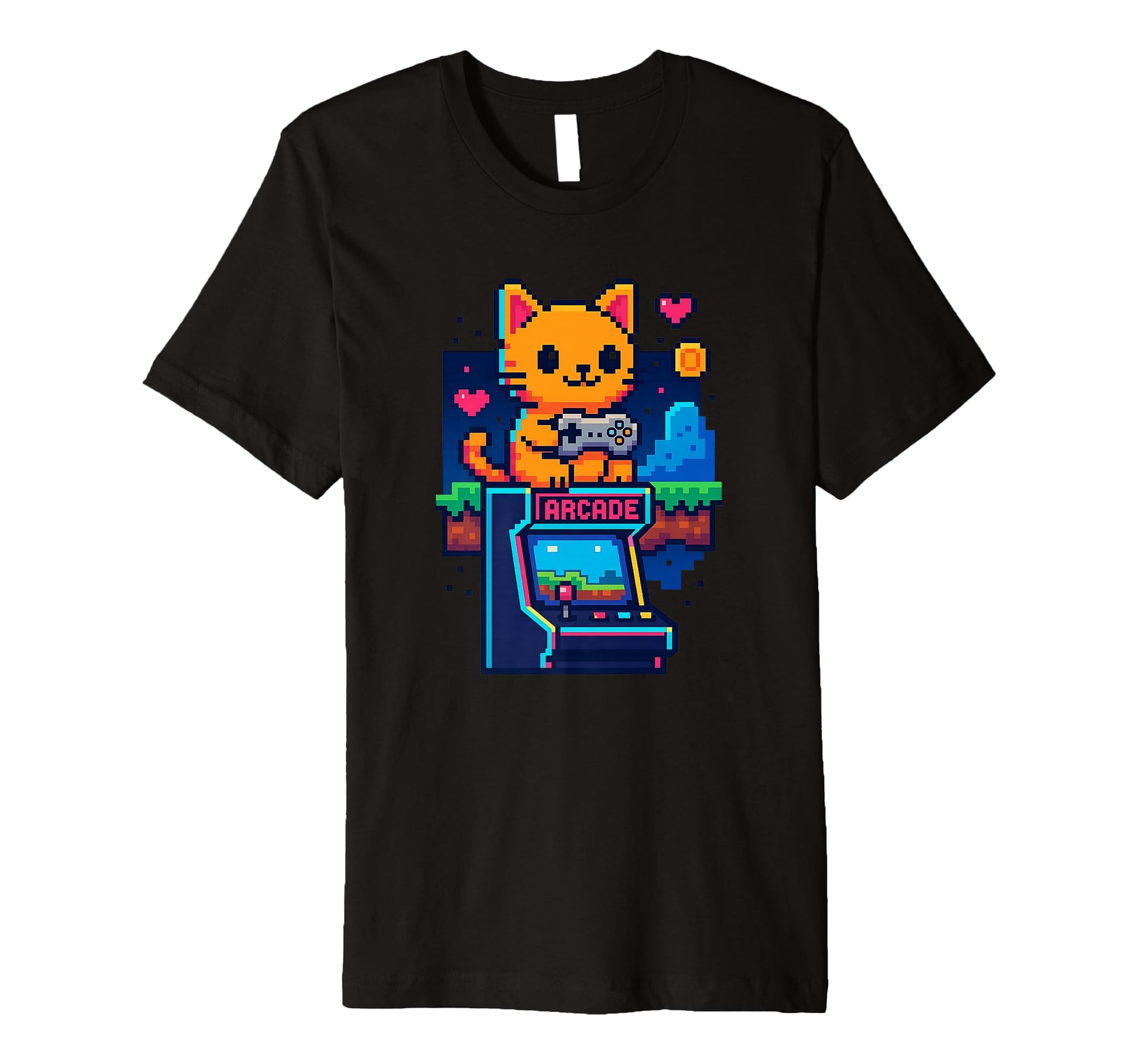 Cat Gamer Pixel Art Gaming Lover T-Shirt - Fun Novelty Design Men Women - T-Shirt, Sweatshirt, Hoodie