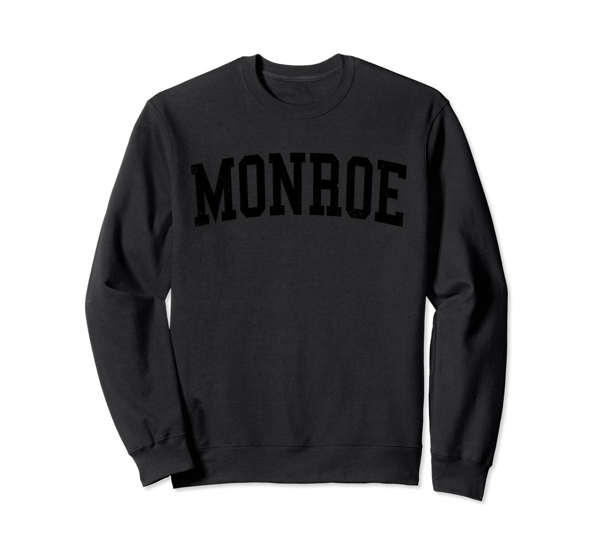 Monroe La Distressed Black Varsity Sweatshirt - Trendy Graphic Unisex - T-Shirt, Sweatshirt, Hoodie